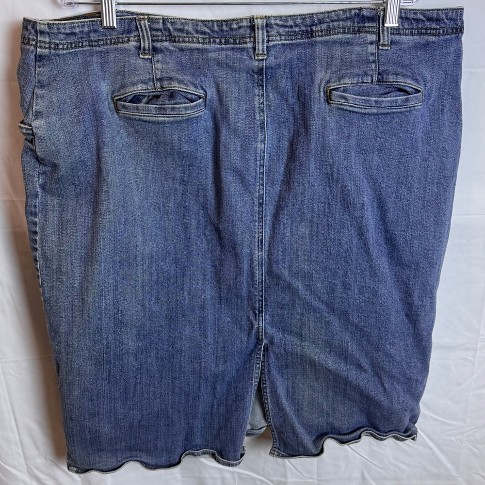 Women's Lands' End Blue Denim Pencil Skirt 22W - Picture 2 of 7